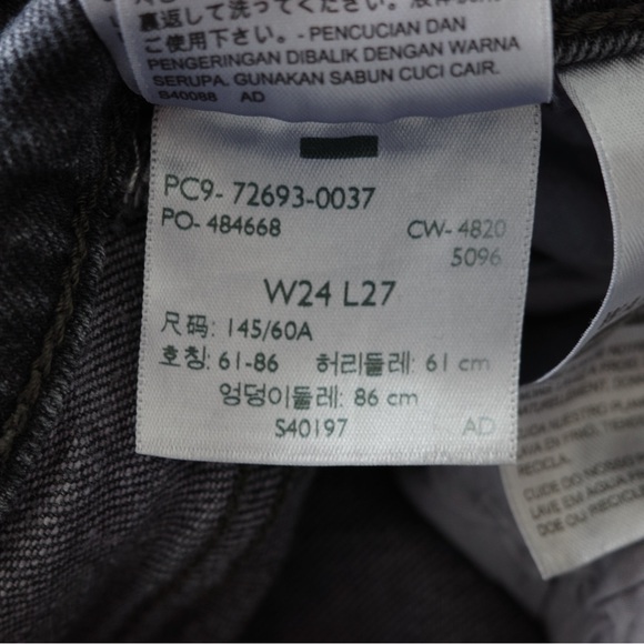 Levi's Ribcage Straight Ankle Washed Black Size US 24 - Picture 5 of 6